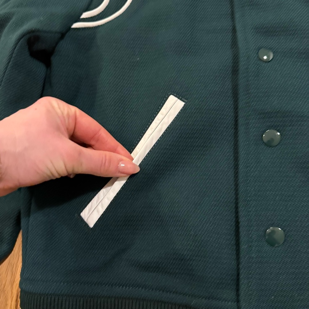 Sporty & Rich Monaco Wool Varsity Jacket in Forest - Picture 6 of 14